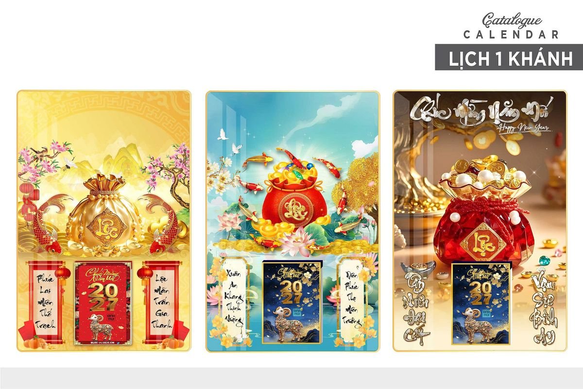 Lịch Gỗ Lamina Cao Cấp 40x60cm 2027 LM406_028 - Quà Tặng Khuyến Mại