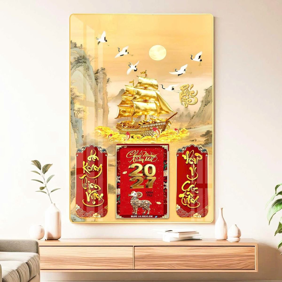 Lịch Gỗ Lamina Cao Cấp 40x60cm 2027 LM406_049 - Quà Tặng Khuyến Mại