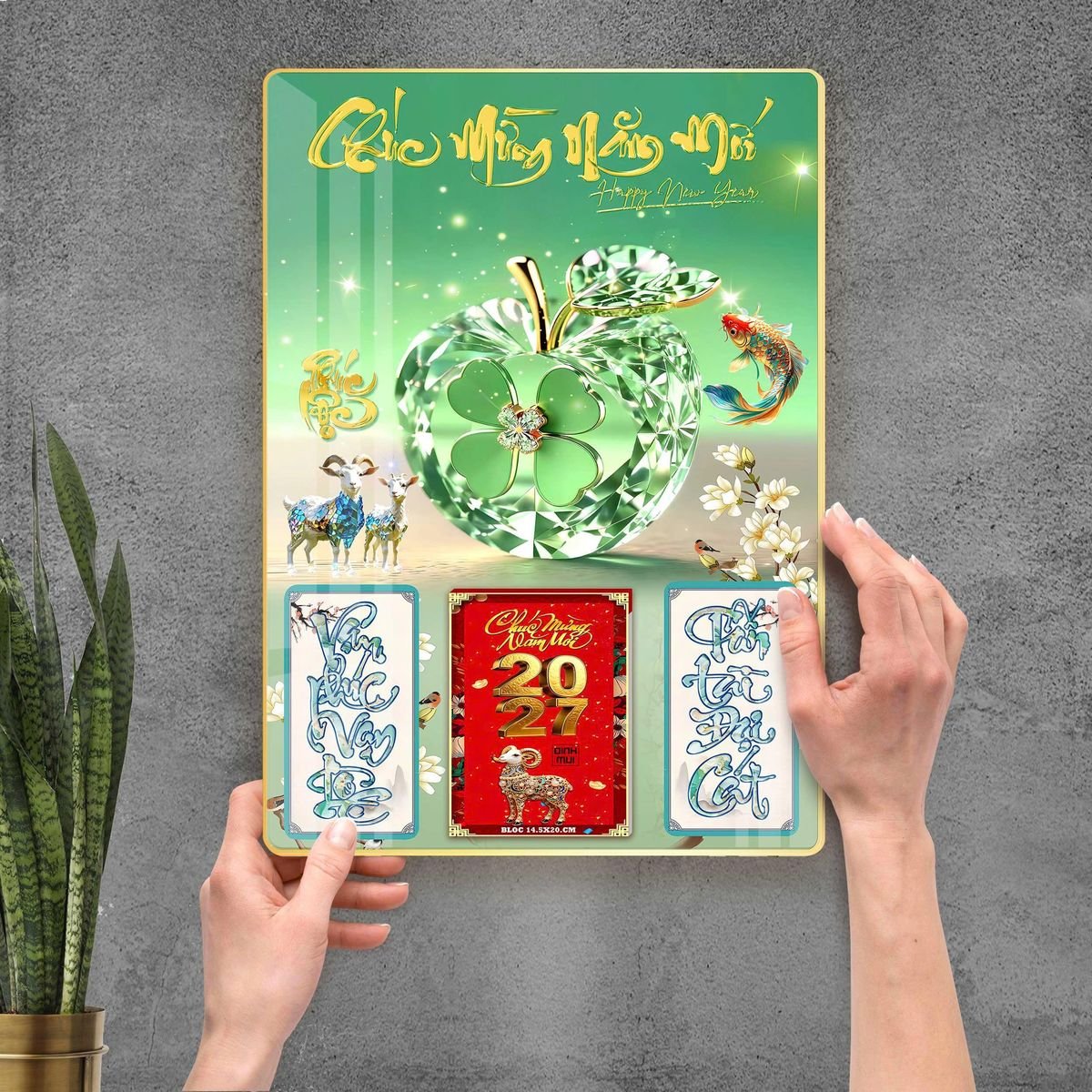 Lịch Gỗ Lamina Cao Cấp 40x60cm 2027 LM406_098 - Quà Tặng Khuyến Mại