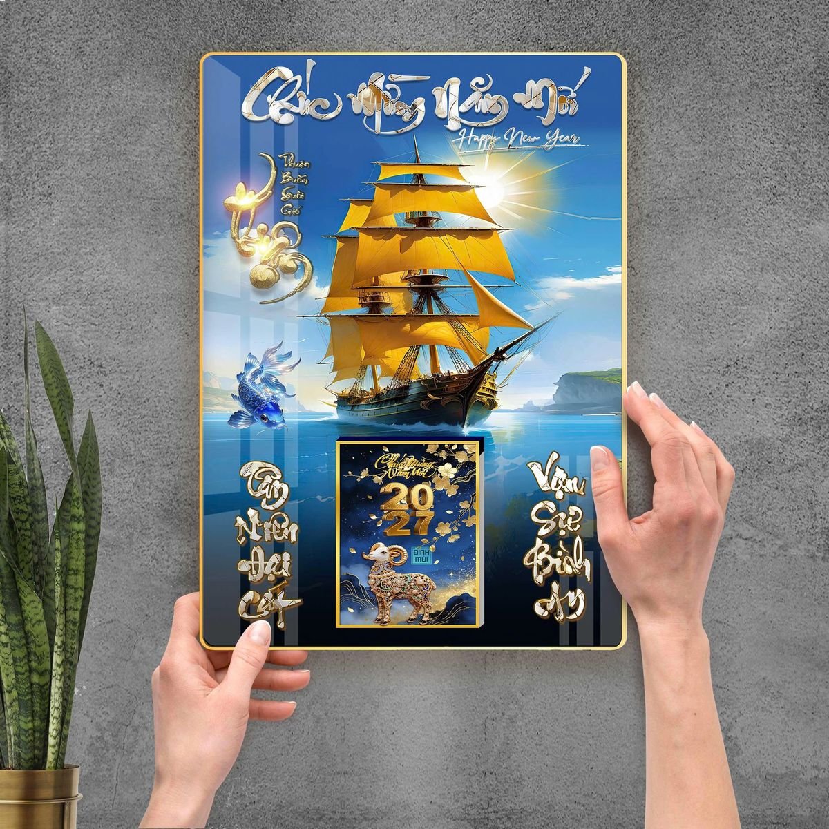 Lịch Gỗ Lamina Cao Cấp 40x60cm 2027 LM406_113 - Quà Tặng Khuyến Mại