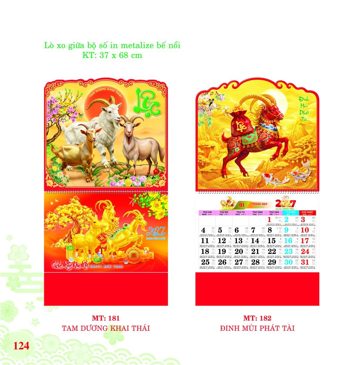 Lịch Treo Tường Lò Xo 2027 MT Mẫu MT182 (37 x 68cm) Quà Tặng Khuyến Mại Kích Cầu Cuối Năm Lịch Treo Tường Lò Xo 2027 MT Mẫu MT182 (37 x 68cm) Quà Tặng Khuyến Mại Kích Cầu Cuối Năm in logo doanh nghiệp quà tặng Tết tại Quà Tặng Khuyến Mại KM