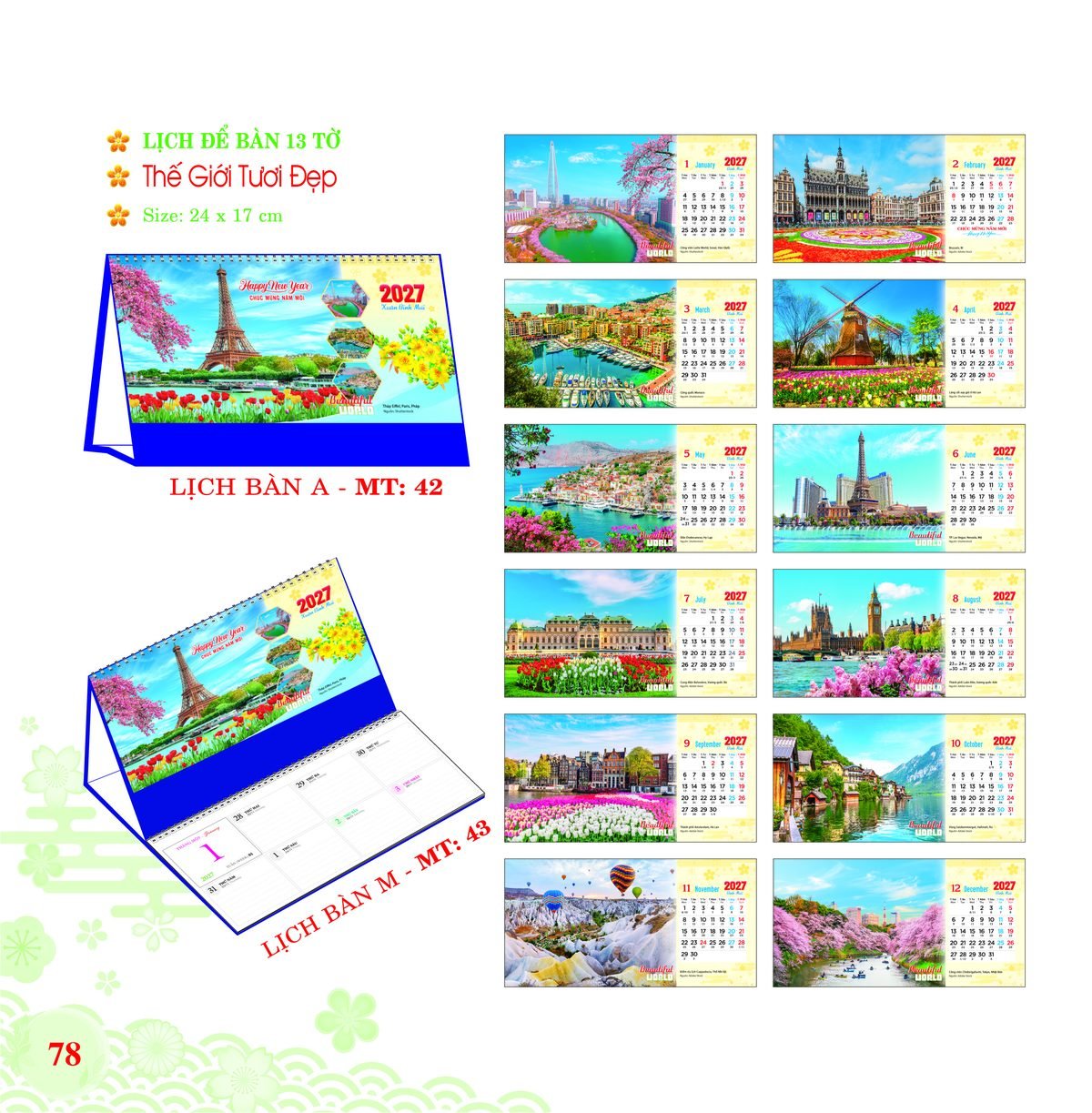 Lịch Để Bàn 2027 MT Mẫu MT42 (24 x 17cm) Quà Tặng Khuyến Mại Kích Cầu Cuối Năm Lịch Để Bàn 2027 MT Mẫu MT42 (24 x 17cm) Quà Tặng Khuyến Mại Kích Cầu Cuối Năm in logo doanh nghiệp quà tặng Tết tại Quà Tặng Khuyến Mại KM