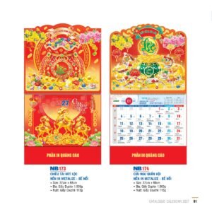 Lịch Bìa Treo 2027 NB Mẫu NB174 (29 x 41 cm) Quà Tặng Khuyến Mại Kích Cầu Cuối Năm in logo doanh nghiệp quà tặng Tết tại Quà Tặng Khuyến Mại KM