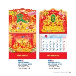 Lịch Bìa Treo 2027 NB Mẫu NB177 (29 x 41 cm) Quà Tặng Khuyến Mại Kích Cầu Cuối Năm in logo doanh nghiệp quà tặng Tết tại Quà Tặng Khuyến Mại KM