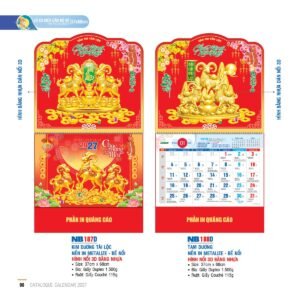 Lịch Treo Tường Lò Xo 2027 NB Mẫu NB188D (37 x 68cm) Quà Tặng Khuyến Mại Kích Cầu Cuối Năm in logo doanh nghiệp quà tặng Tết tại Quà Tặng Khuyến Mại KM