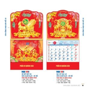 Lịch Bìa Treo 2027 NB Mẫu NB189D (29 x 41 cm) Quà Tặng Khuyến Mại Kích Cầu Cuối Năm in logo doanh nghiệp quà tặng Tết tại Quà Tặng Khuyến Mại KM