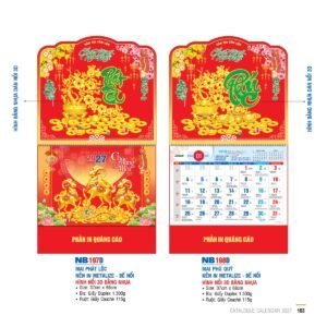 Lịch Bìa Treo 2027 NB Mẫu NB197D (29 x 41 cm) Quà Tặng Khuyến Mại Kích Cầu Cuối Năm in logo doanh nghiệp quà tặng Tết tại Quà Tặng Khuyến Mại KM