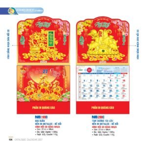 Lịch Treo Tường Lò Xo 2027 NB Mẫu NB199D (37 x 68cm) Quà Tặng Khuyến Mại Kích Cầu Cuối Năm in logo doanh nghiệp quà tặng Tết tại Quà Tặng Khuyến Mại KM