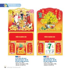 Lịch Treo Tường Lò Xo 2027 NB Mẫu NB212 (37 x 68cm) Quà Tặng Khuyến Mại Kích Cầu Cuối Năm in logo doanh nghiệp quà tặng Tết tại Quà Tặng Khuyến Mại KM
