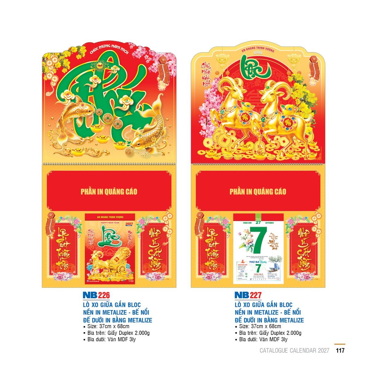 Lịch Treo Tường Lò Xo 2027 NB Mẫu NB226 (40 x 60 cm) Quà Tặng Khuyến Mại Kích Cầu Cuối Năm Lịch Treo Tường Lò Xo 2027 NB Mẫu NB226 (40 x 60 cm) Quà Tặng Khuyến Mại Kích Cầu Cuối Năm in logo doanh nghiệp quà tặng Tết tại Quà Tặng Khuyến Mại KM