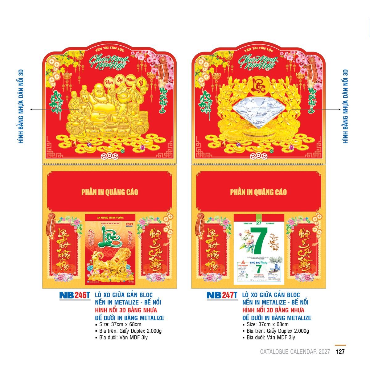 Lịch Treo Tường Lò Xo 2027 NB Mẫu NB247T (40 x 60 cm) Quà Tặng Khuyến Mại Kích Cầu Cuối Năm Lịch Treo Tường Lò Xo 2027 NB Mẫu NB247T (40 x 60 cm) Quà Tặng Khuyến Mại Kích Cầu Cuối Năm in logo doanh nghiệp quà tặng Tết tại Quà Tặng Khuyến Mại KM