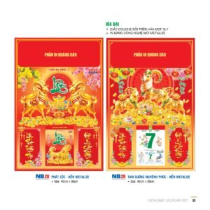 Lịch Bìa Treo 2027 NB Mẫu NB29 (29 x 41 cm) Quà Tặng Khuyến Mại Kích Cầu Cuối Năm in logo doanh nghiệp quà tặng Tết tại Quà Tặng Khuyến Mại KM