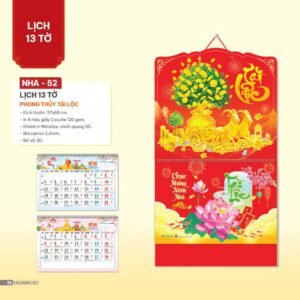 Lịch Bìa Treo 2027 NHA Mẫu NHA52 (37 x 68cm) Quà Tặng Khuyến Mại Kích Cầu Cuối Năm in logo doanh nghiệp quà tặng Tết tại Quà Tặng Khuyến Mại KM