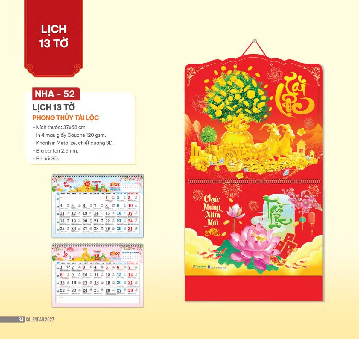 Lịch Bìa Treo 2027 NHA Mẫu NHA52 (37 x 68cm) Quà Tặng Khuyến Mại Kích Cầu Cuối Năm Lịch Bìa Treo 2027 NHA Mẫu NHA52 (37 x 68cm) Quà Tặng Khuyến Mại Kích Cầu Cuối Năm in logo doanh nghiệp quà tặng Tết tại Quà Tặng Khuyến Mại KM