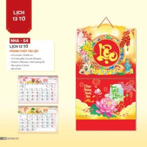 Lịch Bìa Treo 2027 NHA Mẫu NHA54 (37 x 68cm) Quà Tặng Khuyến Mại Kích Cầu Cuối Năm in logo doanh nghiệp quà tặng Tết tại Quà Tặng Khuyến Mại KM