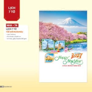 Lịch Treo Tường Lò Xo 2027 NHA Mẫu NHA74 - Thế Giới Muôn Màu (40 x 60cm) Quà Tặng Khuyến Mại Kích Cầu Cuối Năm in logo doanh nghiệp quà tặng Tết tại Quà Tặng Khuyến Mại KM