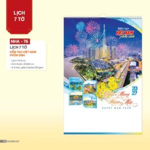 Lịch Treo Tường Lò Xo 2027 NHA Mẫu NHA76 (40 x 60cm) Quà Tặng Khuyến Mại Kích Cầu Cuối Năm in logo doanh nghiệp quà tặng Tết tại Quà Tặng Khuyến Mại KM