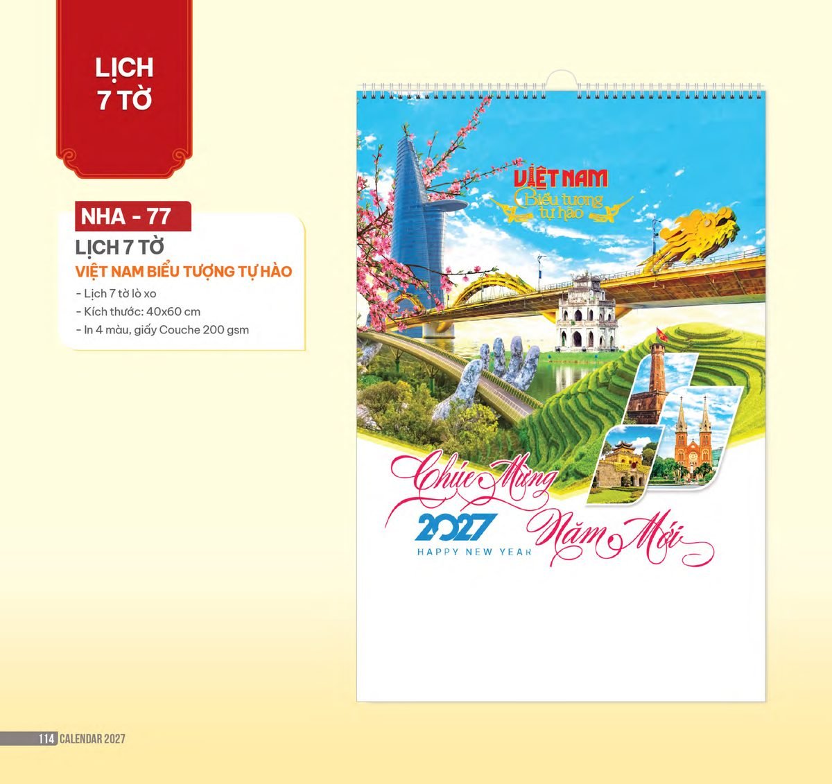 Lịch Treo Tường Lò Xo 2027 NHA Mẫu NHA77 (40 x 60cm) Quà Tặng Khuyến Mại Kích Cầu Cuối Năm Lịch Treo Tường Lò Xo 2027 NHA Mẫu NHA77 (40 x 60cm) Quà Tặng Khuyến Mại Kích Cầu Cuối Năm in logo doanh nghiệp quà tặng Tết tại Quà Tặng Khuyến Mại KM