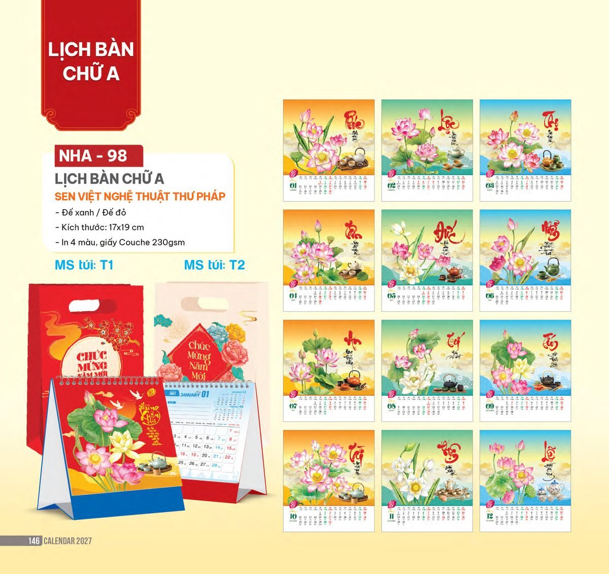 Lịch Bàn Chữ A 2027 NHA Mẫu NHA98 (17 x 19cm) Quà Tặng Khuyến Mại Kích Cầu Cuối Năm Lịch Bàn Chữ A 2027 NHA Mẫu NHA98 (17 x 19cm) Quà Tặng Khuyến Mại Kích Cầu Cuối Năm in logo doanh nghiệp quà tặng Tết tại Quà Tặng Khuyến Mại KM