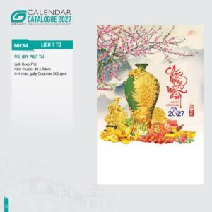 Lịch Treo Tường Lò Xo 7 Tờ 2027 NH Mẫu NH34 (40 x 60cm) Quà Tặng Khuyến Mại Kích Cầu Cuối Năm in logo doanh nghiệp quà tặng Tết tại Quà Tặng Khuyến Mại KM