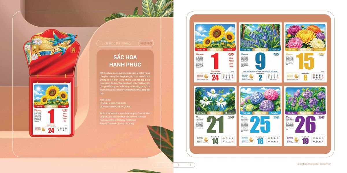 Lịch Bloc Cao Cấp SH 2027 SH44 Quà Tặng Khuyến Mại Kích Cầu Cuối Năm