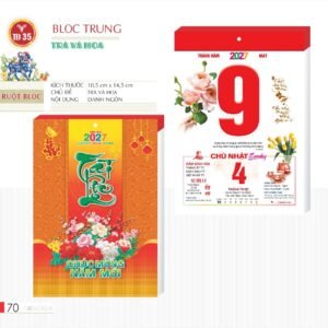 Lịch Bloc 2027 TD Mẫu TD35 (29 x 41 cm) Quà Tặng Khuyến Mại Kích Cầu Cuối Năm in logo doanh nghiệp quà tặng Tết tại Quà Tặng Khuyến Mại KM