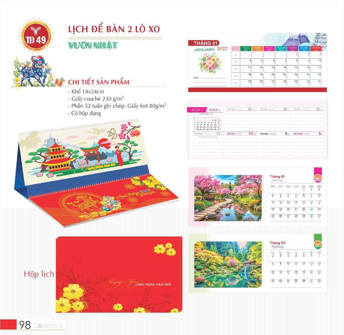 Lịch Để Bàn 2027 TD Mẫu TD49 (14 x 24cm) Quà Tặng Khuyến Mại Kích Cầu Cuối Năm Lịch Để Bàn 2027 TD Mẫu TD49 (14 x 24cm) Quà Tặng Khuyến Mại Kích Cầu Cuối Năm in logo doanh nghiệp quà tặng Tết tại Quà Tặng Khuyến Mại KM