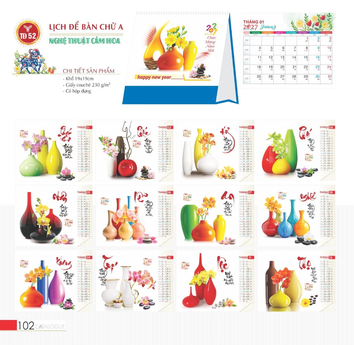Lịch Bàn Chữ A 2027 TD Mẫu TD52 (19 x 19cm) Quà Tặng Khuyến Mại Kích Cầu Cuối Năm Lịch Bàn Chữ A 2027 TD Mẫu TD52 (19 x 19cm) Quà Tặng Khuyến Mại Kích Cầu Cuối Năm in logo doanh nghiệp quà tặng Tết tại Quà Tặng Khuyến Mại KM