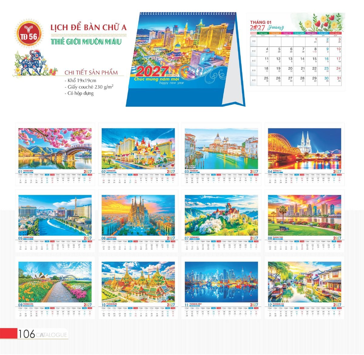 Lịch Bàn Chữ A 2027 TD Mẫu TD56 (19 x 19cm) Quà Tặng Khuyến Mại Kích Cầu Cuối Năm Lịch Bàn Chữ A 2027 TD Mẫu TD56 (19 x 19cm) Quà Tặng Khuyến Mại Kích Cầu Cuối Năm in logo doanh nghiệp quà tặng Tết tại Quà Tặng Khuyến Mại KM