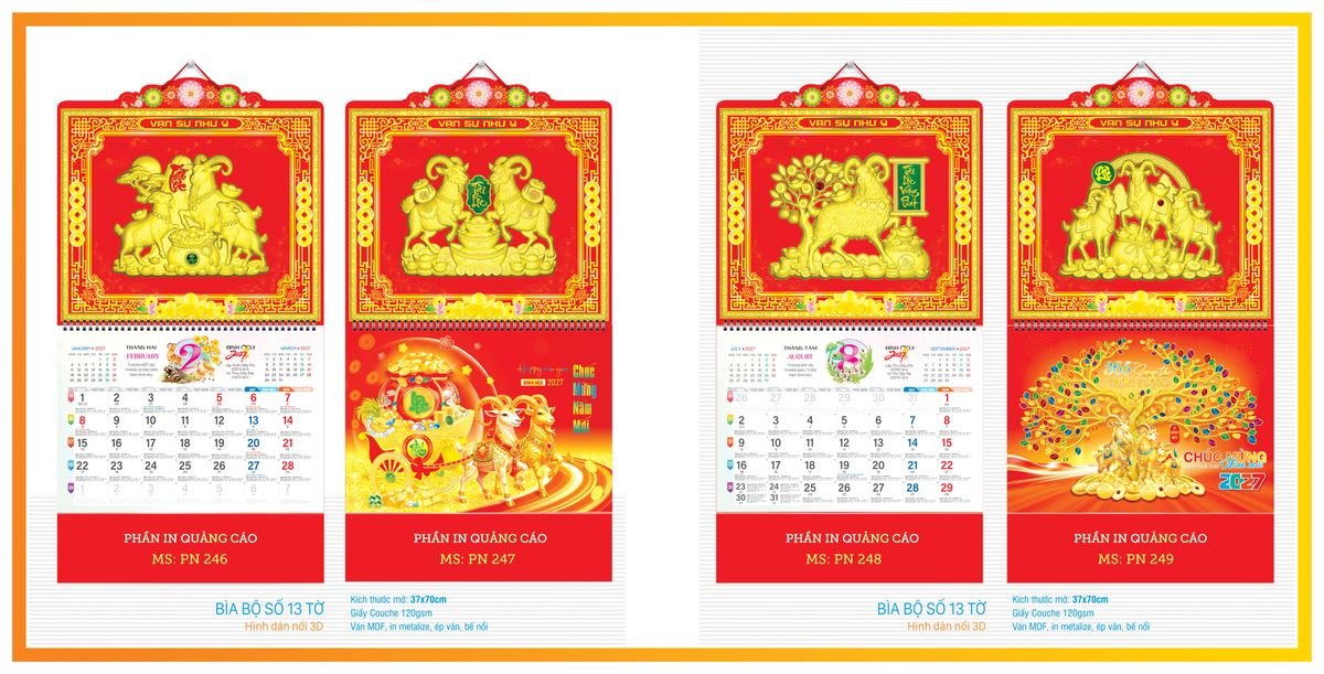 Lịch 13 Tờ TPN13T05 Quà Tặng Khuyến Mại Kích Cầu Cuối Năm