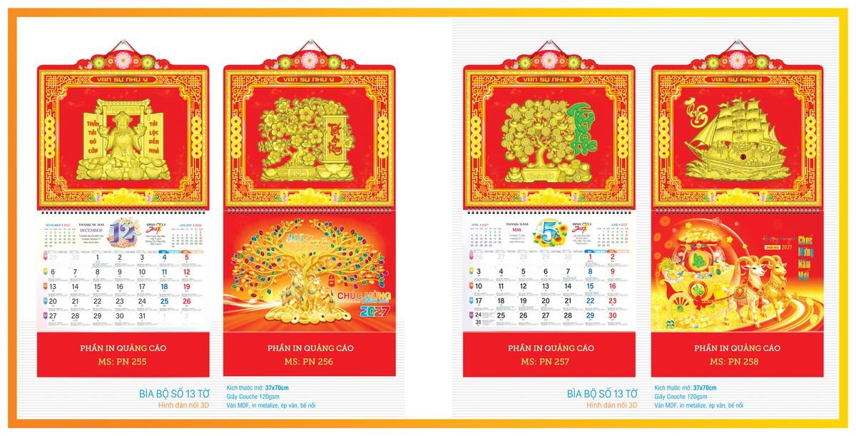 Lịch 13 Tờ TPN13T08 Quà Tặng Khuyến Mại Kích Cầu Cuối Năm
