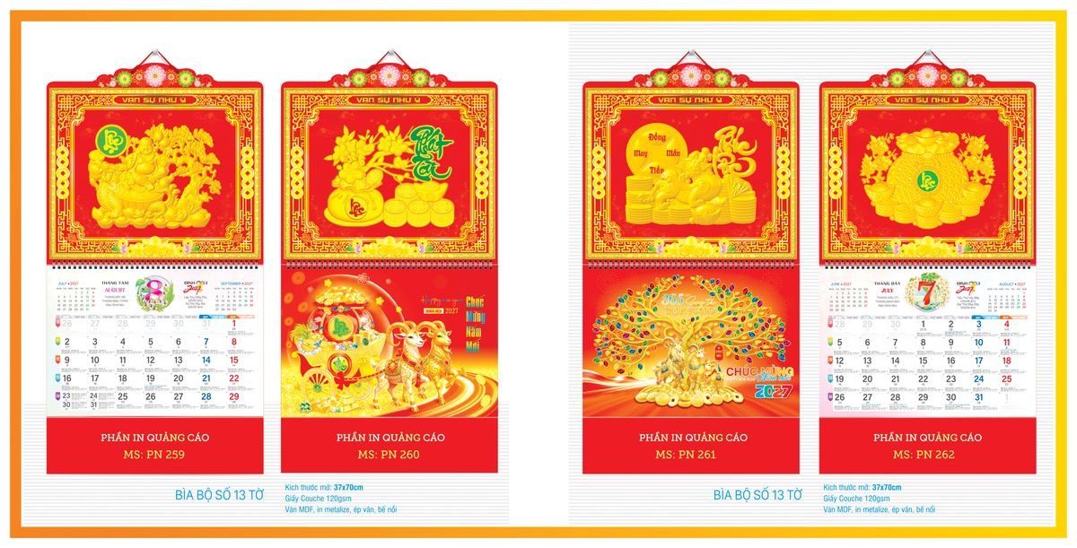 Lịch 13 Tờ TPN13T09 Quà Tặng Khuyến Mại Kích Cầu Cuối Năm