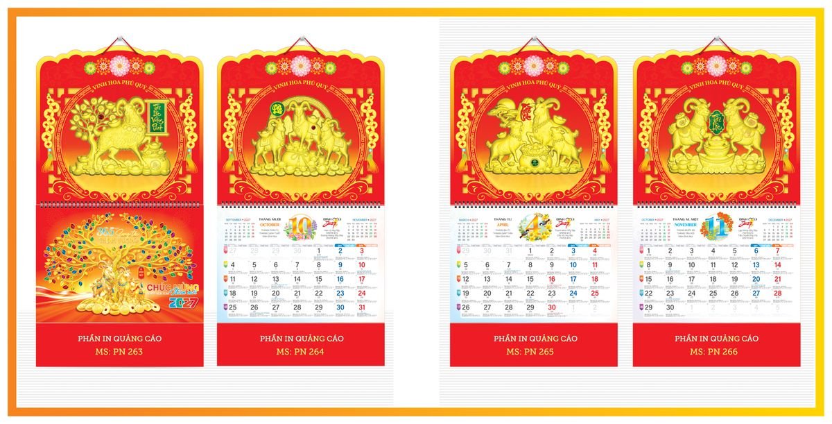 Lịch 13 Tờ TPN13T10 Quà Tặng Khuyến Mại Kích Cầu Cuối Năm