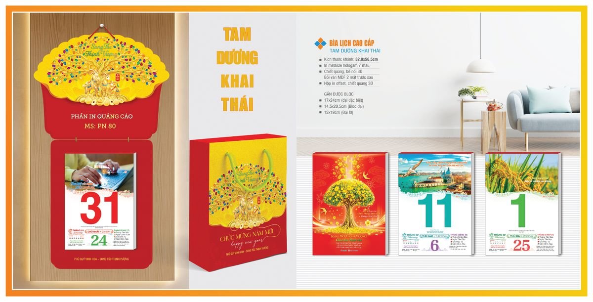 Bìa Lịch Treo Gắn Bloc TPNBIA02 Quà Tặng Khuyến Mại Kích Cầu Cuối Năm