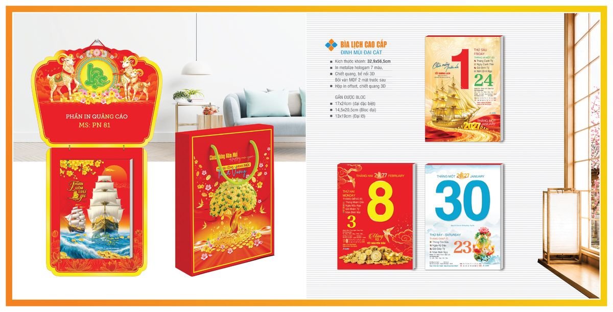 Bìa Lịch Treo Gắn Bloc TPNBIA03 Quà Tặng Khuyến Mại Kích Cầu Cuối Năm
