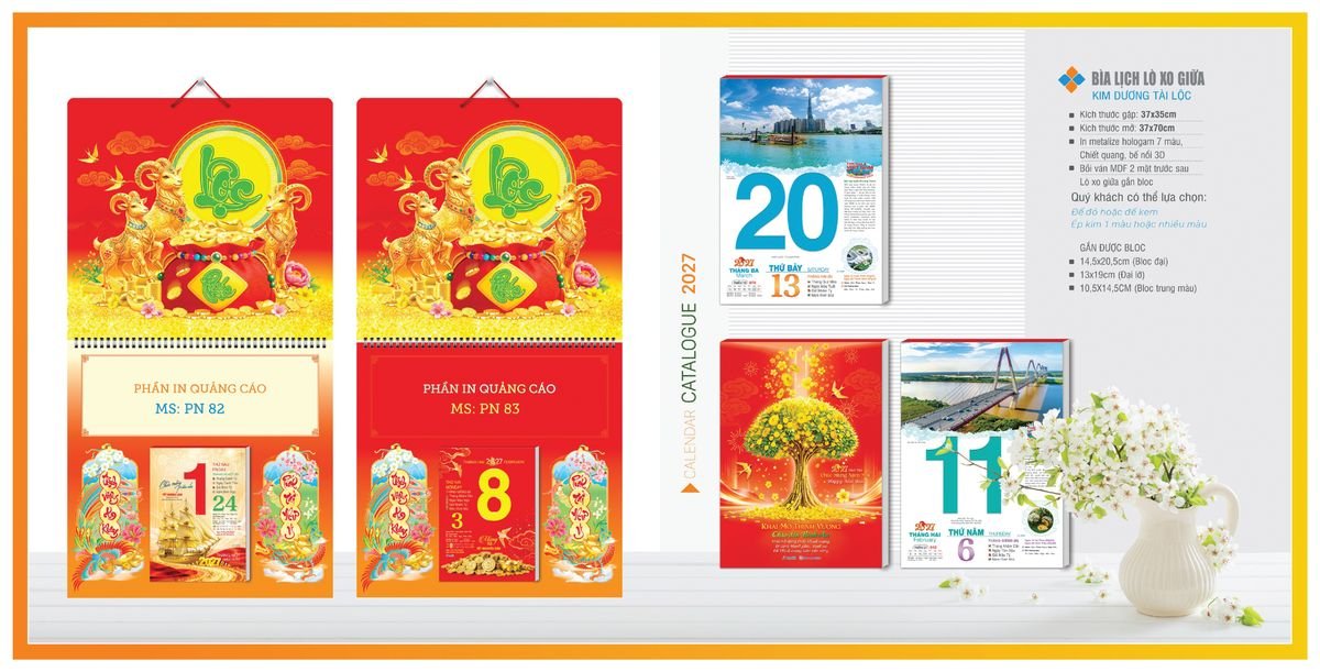 Bìa Lịch Treo Gắn Bloc TPNBIA04 Quà Tặng Khuyến Mại Kích Cầu Cuối Năm