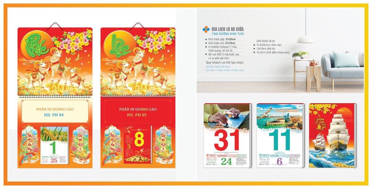 Bìa Lịch Treo Gắn Bloc TPNBIA05 Quà Tặng Khuyến Mại Kích Cầu Cuối Năm