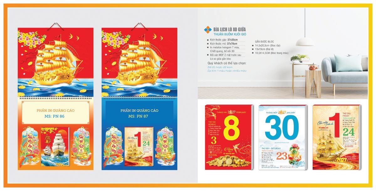 Bìa Lịch Treo Gắn Bloc TPNBIA06 Quà Tặng Khuyến Mại Kích Cầu Cuối Năm