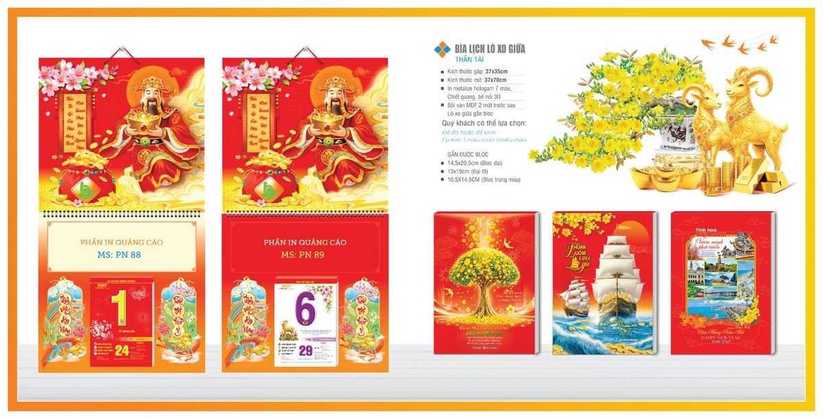Bìa Lịch Treo Gắn Bloc TPNBIA07 Quà Tặng Khuyến Mại Kích Cầu Cuối Năm