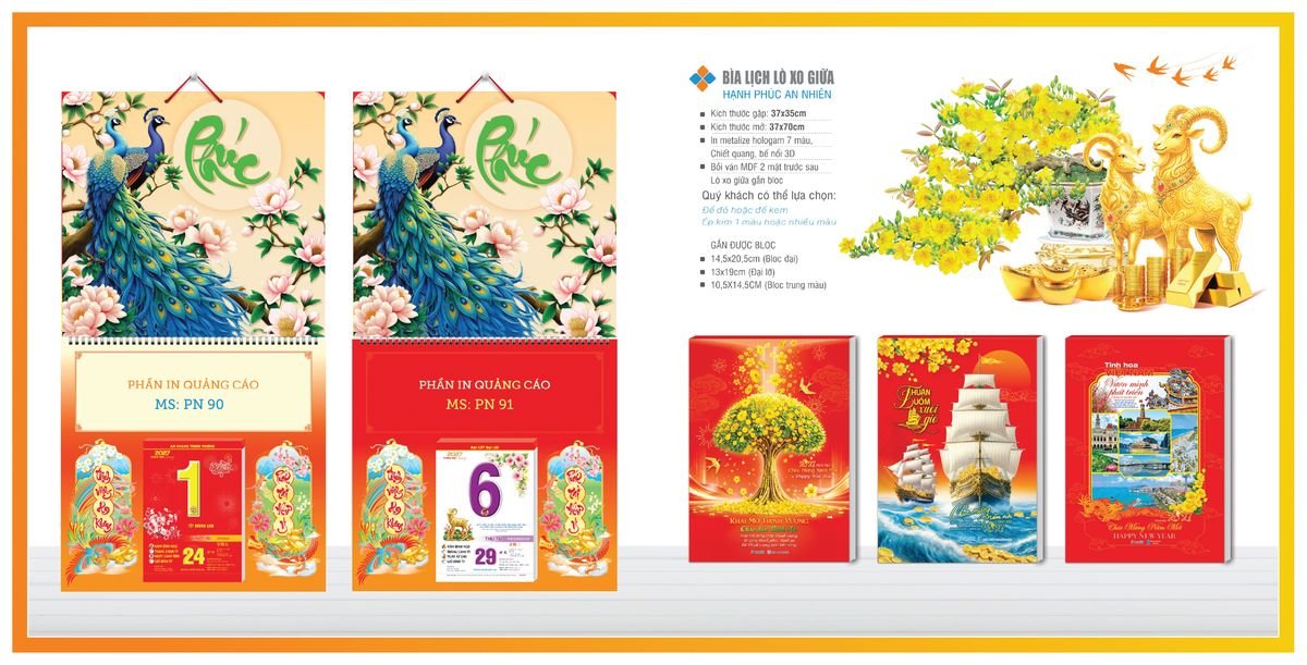 Bìa Lịch Treo Gắn Bloc TPNBIA08 Quà Tặng Khuyến Mại Kích Cầu Cuối Năm
