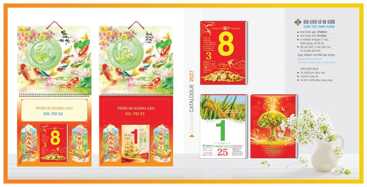 Bìa Lịch Treo Gắn Bloc TPNBIA09 Quà Tặng Khuyến Mại Kích Cầu Cuối Năm