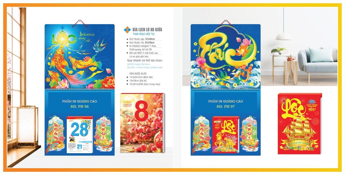 Bìa Lịch Treo Gắn Bloc TPNBIA11 Quà Tặng Khuyến Mại Kích Cầu Cuối Năm