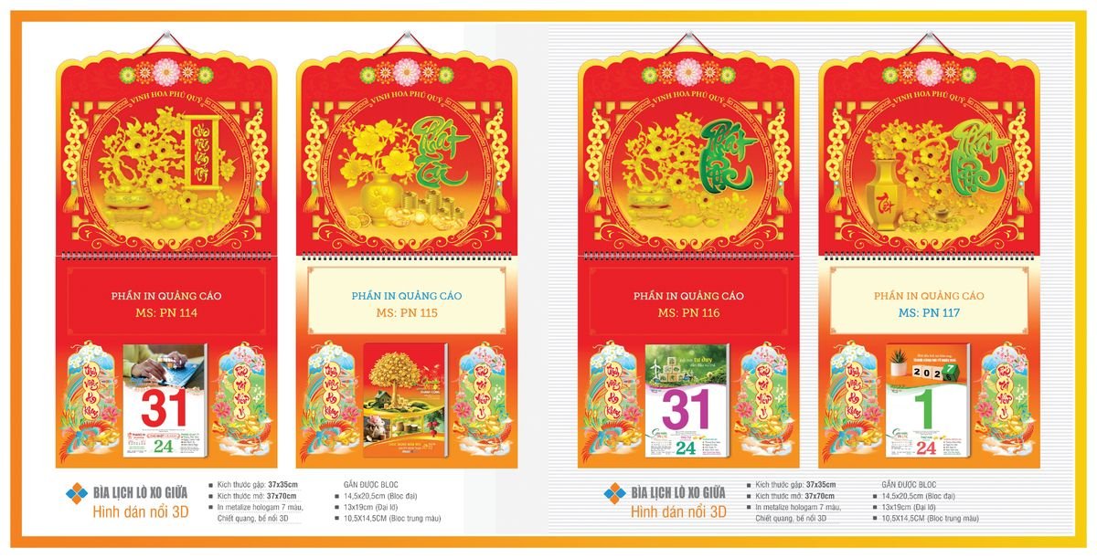Bìa Lịch Treo Gắn Bloc TPNBIA16 Quà Tặng Khuyến Mại Kích Cầu Cuối Năm