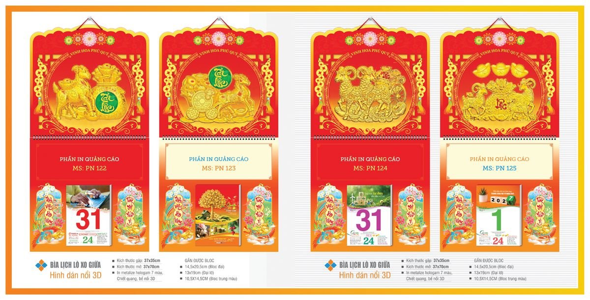Bìa Lịch Treo Gắn Bloc TPNBIA18 Quà Tặng Khuyến Mại Kích Cầu Cuối Năm