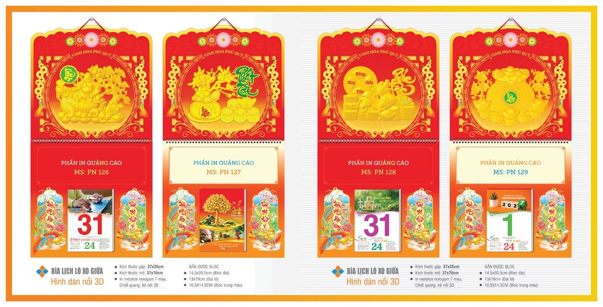 Bìa Lịch Treo Gắn Bloc TPNBIA19 Quà Tặng Khuyến Mại Kích Cầu Cuối Năm