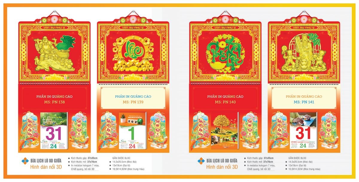 Bìa Lịch Treo Gắn Bloc TPNBIA22 Quà Tặng Khuyến Mại Kích Cầu Cuối Năm