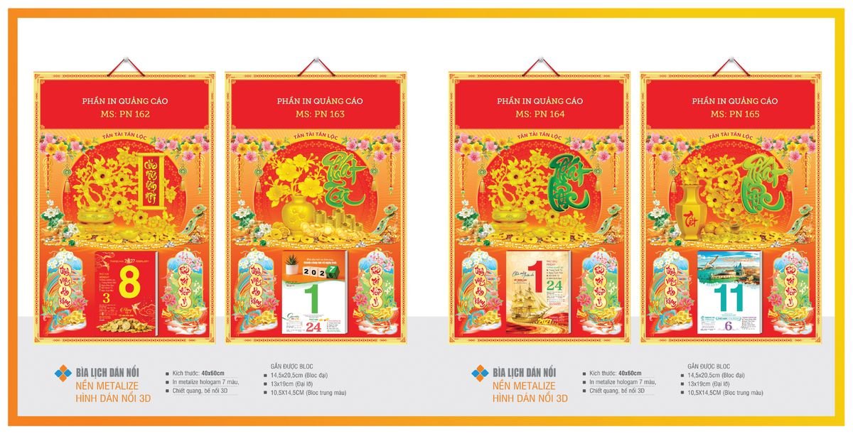 Bìa Lịch Treo Gắn Bloc TPNBIA28 Quà Tặng Khuyến Mại Kích Cầu Cuối Năm