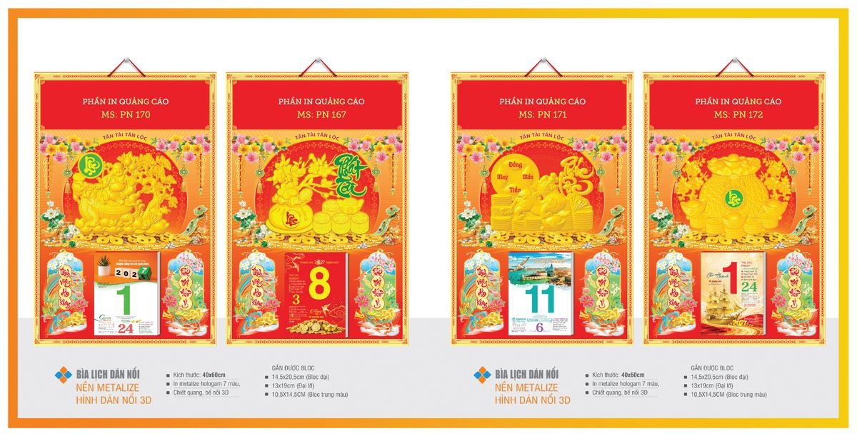 Bìa Lịch Treo Gắn Bloc TPNBIA30 Quà Tặng Khuyến Mại Kích Cầu Cuối Năm