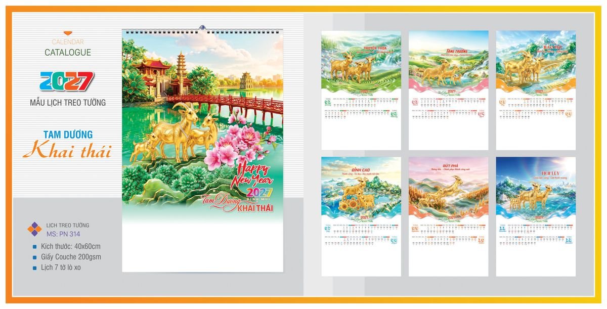 Lịch 7 Tờ Lò Xo TPNLX04 Quà Tặng Khuyến Mại Kích Cầu Cuối Năm