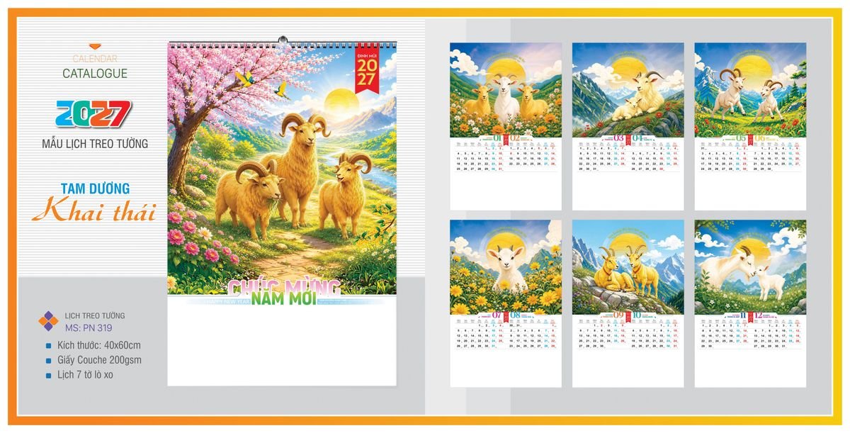 Lịch 7 Tờ Lò Xo TPNLX09 Quà Tặng Khuyến Mại Kích Cầu Cuối Năm